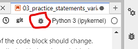 screenshot of this tab in jupyterhub, with the "enable debugging" icon circled at the top right (after the "git" option and before the "Python 3 (ipykernel)" option)